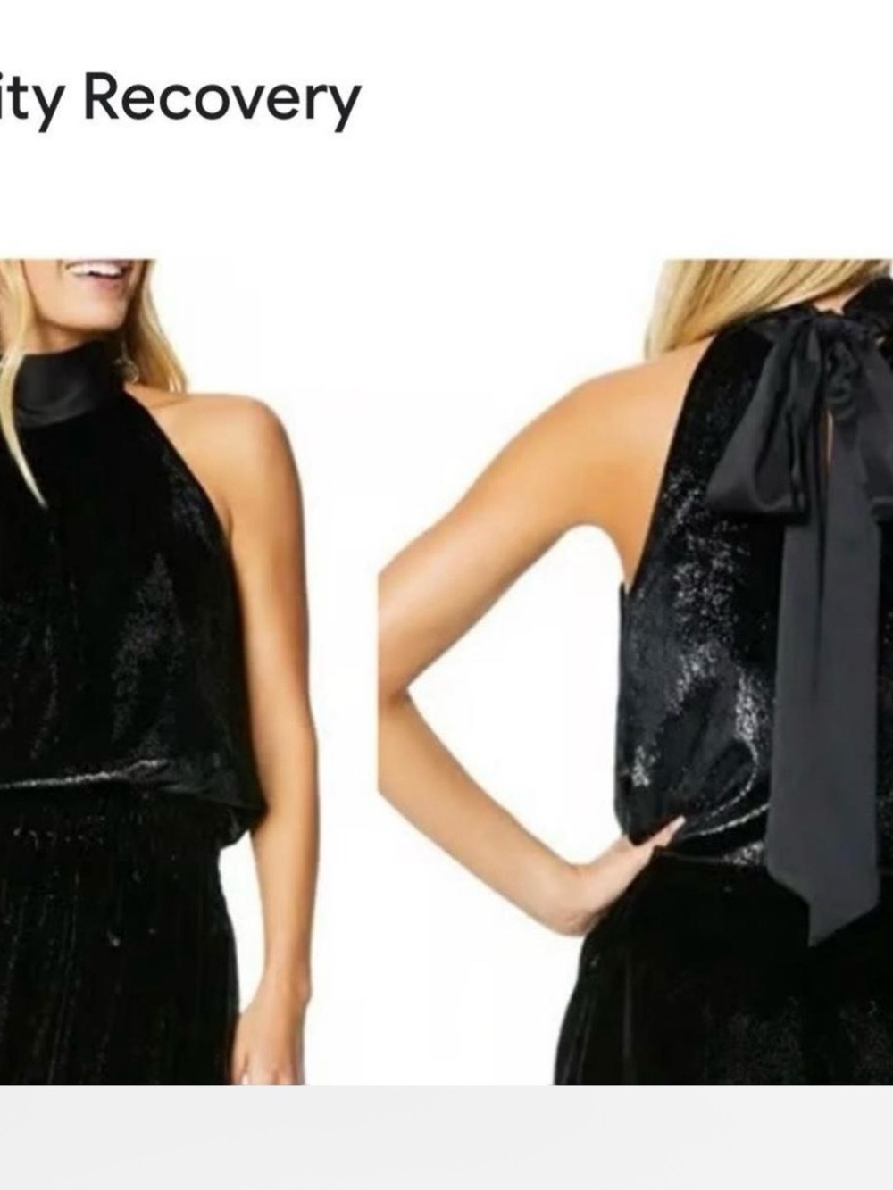 NWOT Ramy Brook Black Velvet and Satin Halter Top with Tie Back MSRP $298